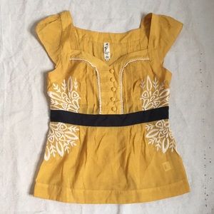 Yellow embroidered top
